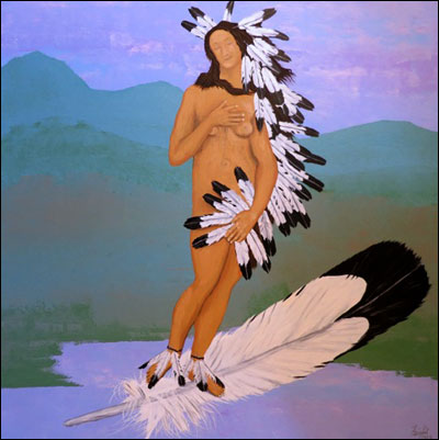 Half-Moon on a Feather, Cherokee Spirit series, 3ft x 3ft